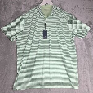 Maelreg Mens Performance Polo XL Green Striped Golf‎ Sporty